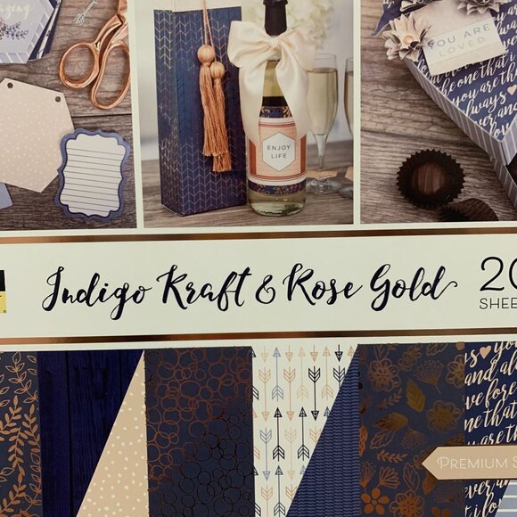 DCWV "Indigo Kraft And Rose Gold" 12x12 Paperpad 20 Sheets Cardstock Papercrafts - Picture 2 of 12